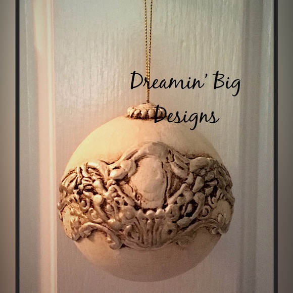 EMBELLISHED Ball Angel Paper Mache Christmas Tree Ornament, Holiday Decor Guft - Picture 6 of 6